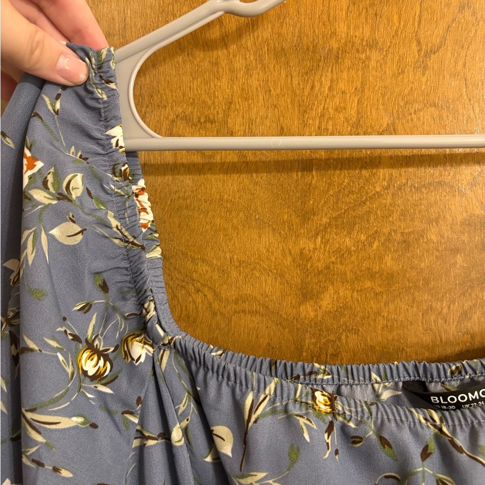 Bloom Chic Floral Blue Midi Dress w/ Pockets! - Picture 7 of 8